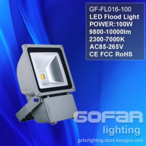 LED Flood Light: 100w, 8000-9000lm, CE, RoHS, FCC